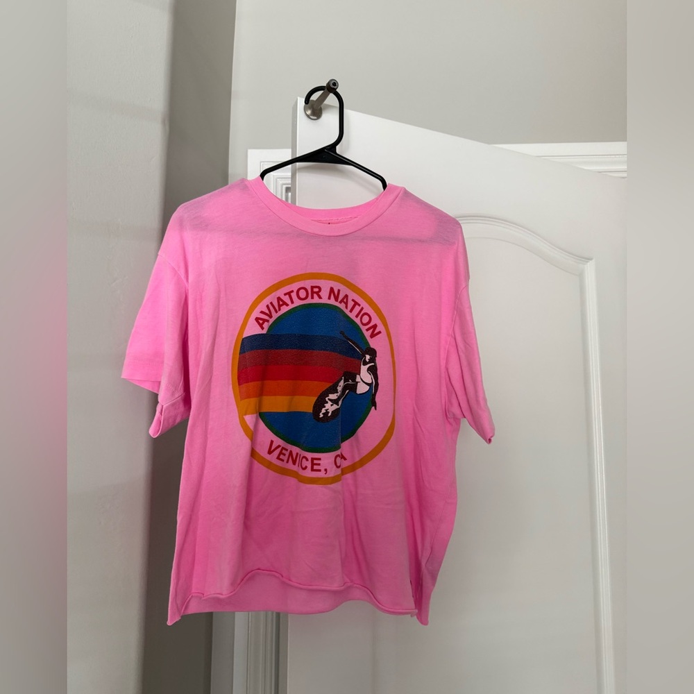 Pink Aviator Nation Signature Boyfriend Tee